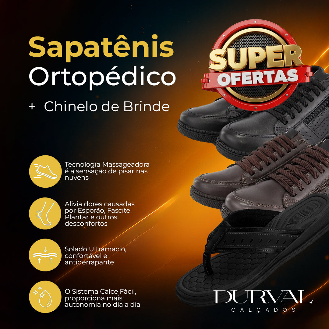 Kit Pegada Sapatênis Ortopédico + Chinelo Massageador [Envio Nacional]