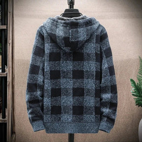 Blusa Masculina Xadrez com Zíper e Capuz